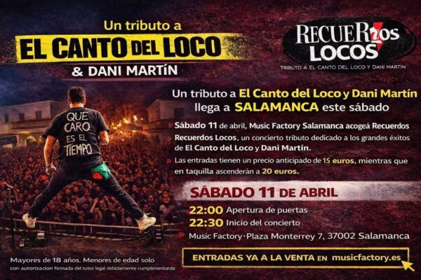 Cartel del concierto tributo a El Canto del Loco y Dani Martín en Salamanca