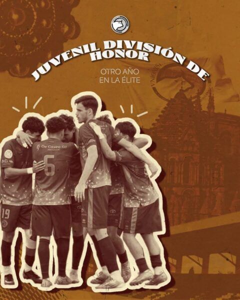 Jugadores de Unionistas de Salamanca CF celebrando su permanencia en la División de Honor juvenil