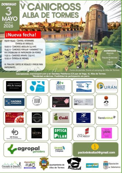Cartel del V Canicross en Alba de Tormes con detalles del evento