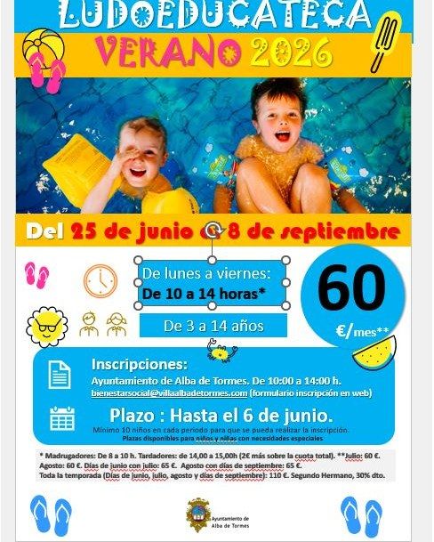 Inscripciones abiertas para la Ludoeducateca de verano 2026 en Alba de Tormes