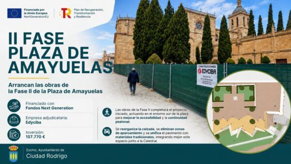 Obras de remodelación en la Plaza de Amayuelas en Ciudad Rodrigo