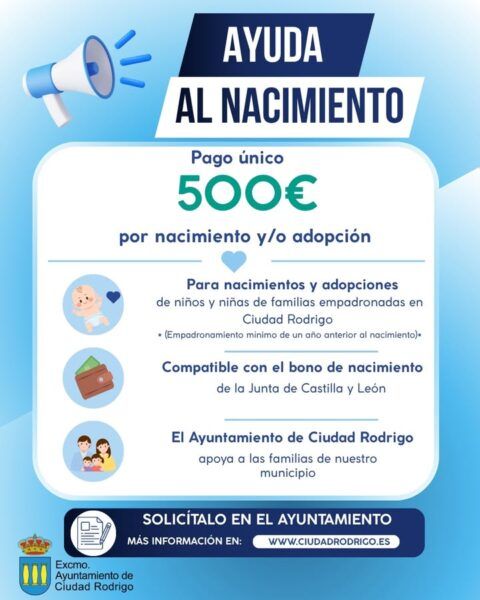 Cartel informativo sobre ayuda al nacimiento en Ciudad Rodrigo