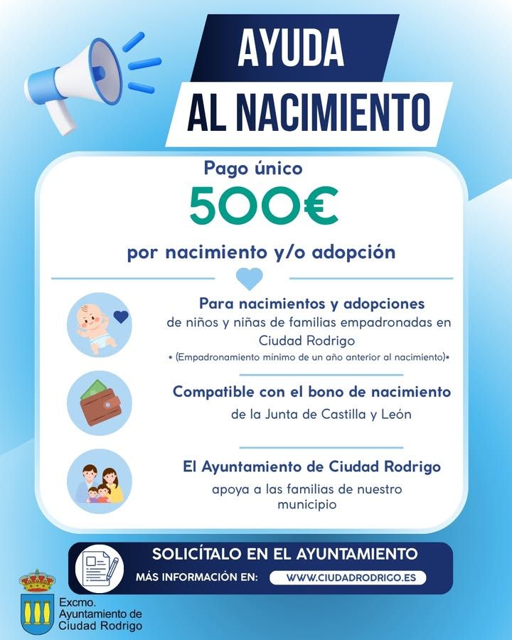 Cartel informativo sobre ayuda al nacimiento en Ciudad Rodrigo