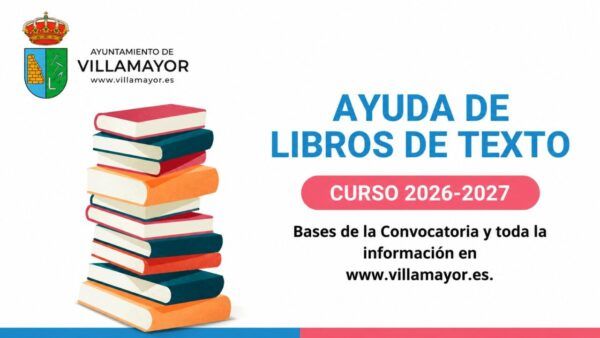 Cartel informativo sobre ayudas para libros de texto en Villamayor