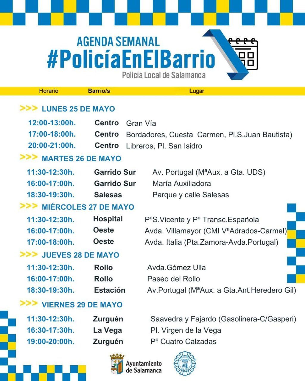 Imagen del Ayuntamiento de Salamanca en un contexto de campaña policial