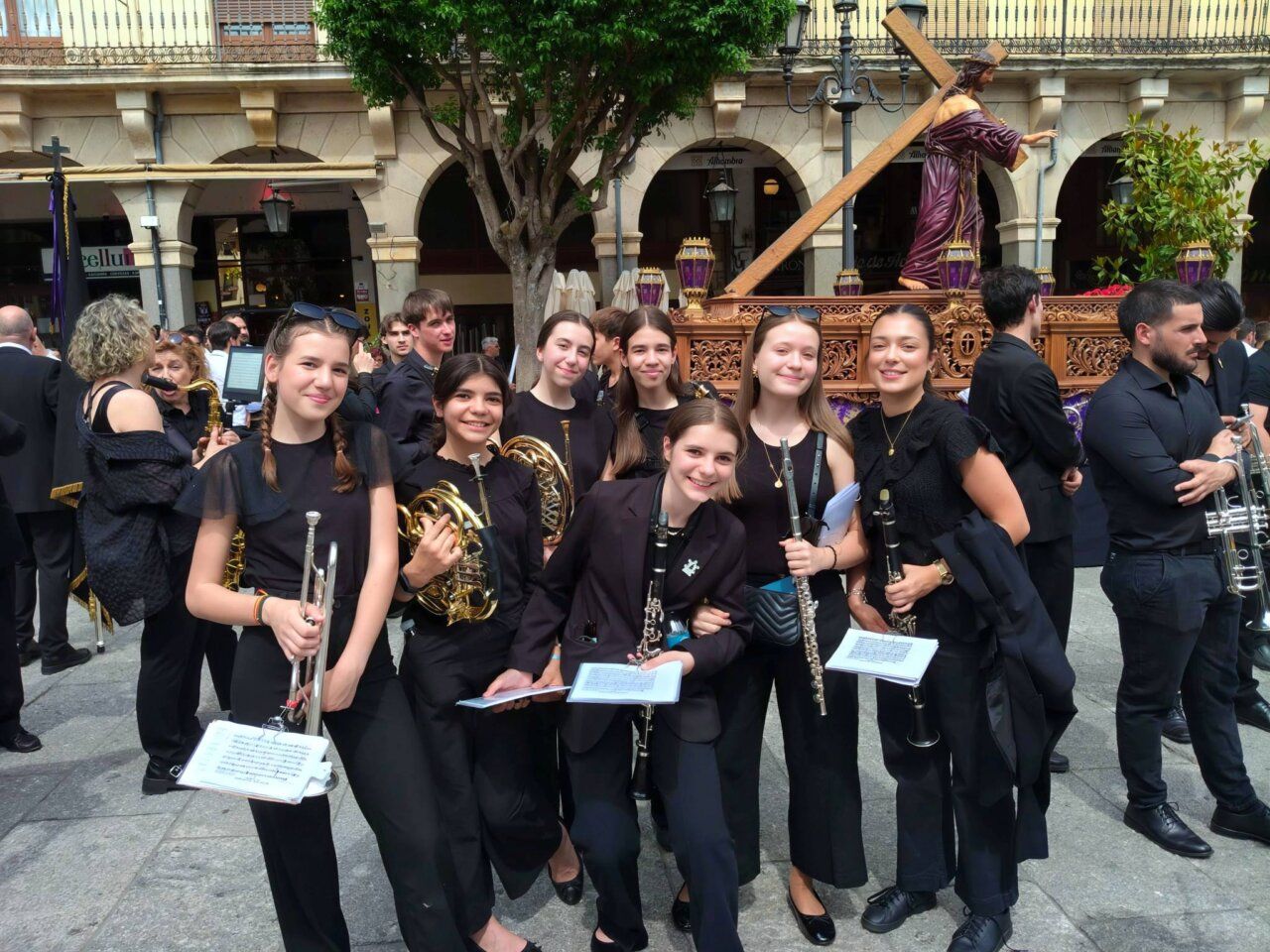 Miembros de la Banda de Música de Villamayor en Zamora