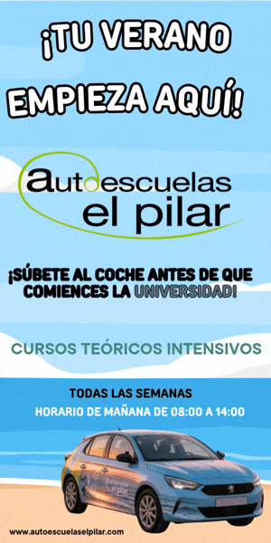 Banner promocional de la autoescuela El Pilar con un coche y texto atractivo.