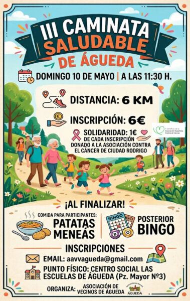 Cartel de la III Caminata Saludable de Águeda con detalles del evento