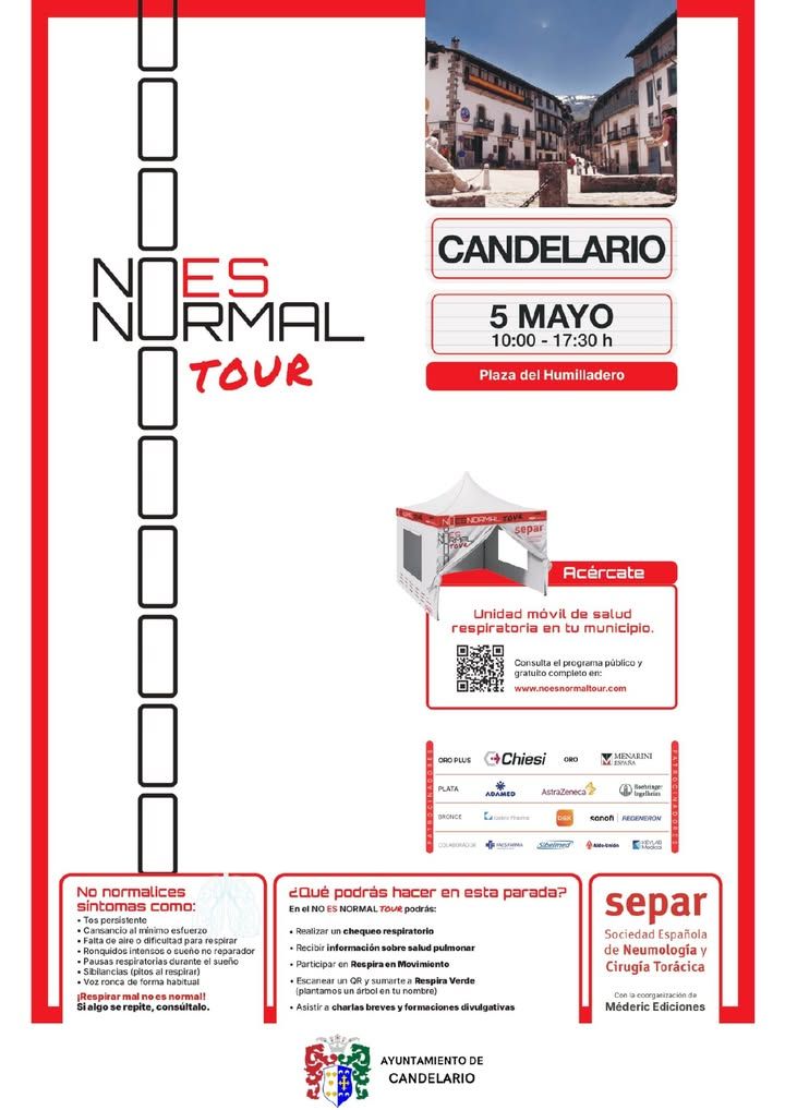 Cartel de campaña de detección de enfermedades respiratorias en la Plaza del Humilladero