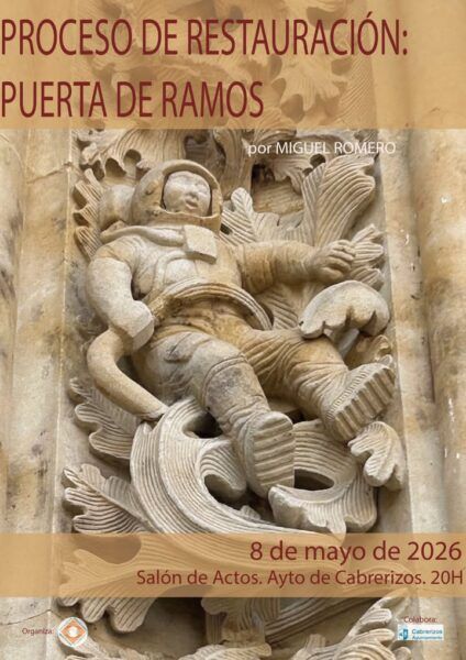 Cartel de charla sobre restauración de la Puerta de Ramos en Cabrerizos