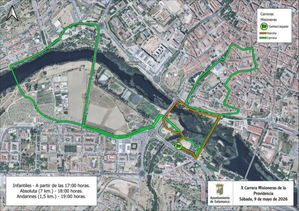 Mapa de la ruta de la Carrera Misioneras de la Providencia en Salamanca