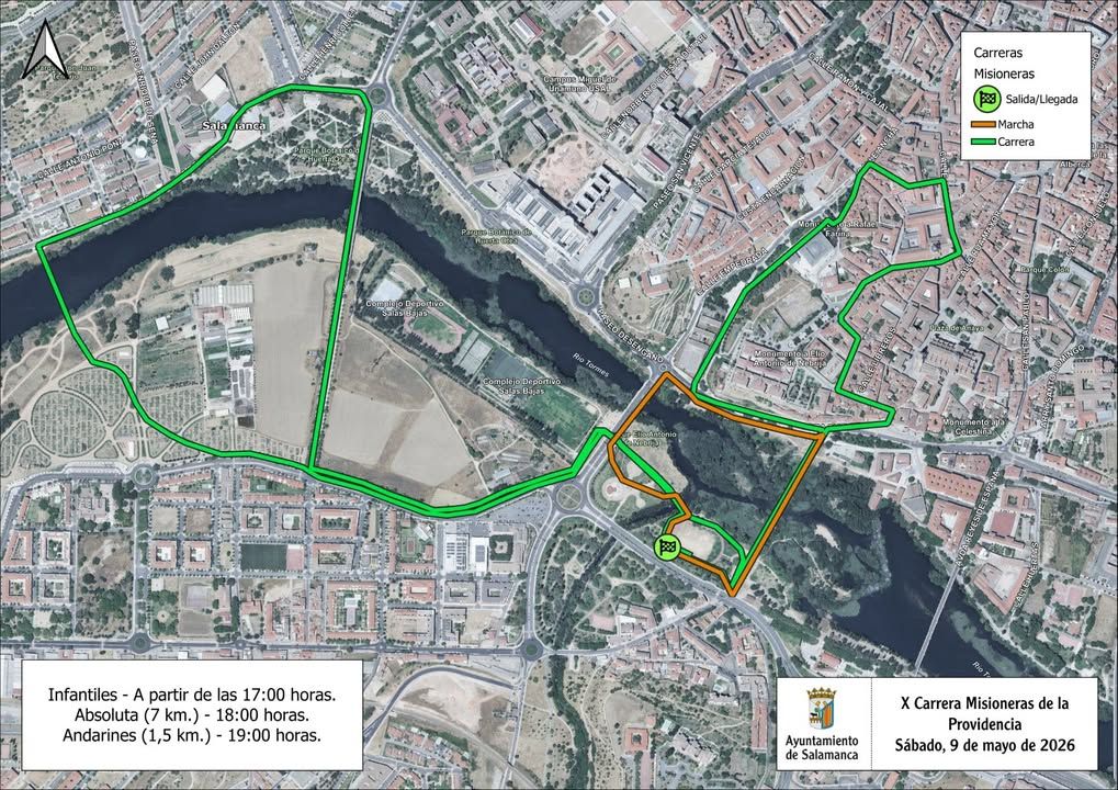 Mapa de la ruta de la Carrera Misioneras de la Providencia en Salamanca