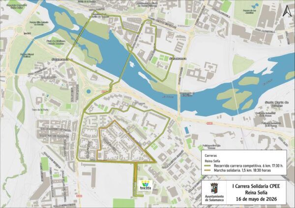 Mapa del recorrido de la I Carrera Solidaria del Centro de Educación Especial Reina Sofía en Salamanca