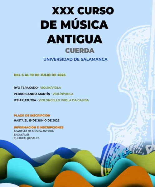 Cartel del Curso de Música Antigua en Salamanca con detalles del evento