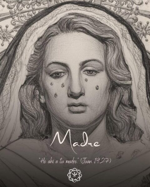 Ilustración de una madre con lágrimas en su rostro