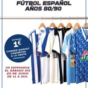 Camisetas históricas del fútbol español de los años 80 y 90 en exposición
