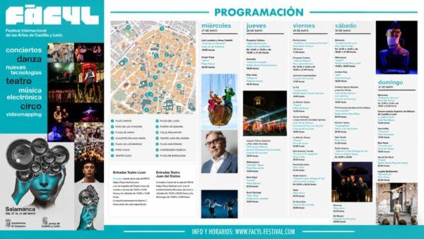 Cartel del festival FÀCYL 2026 con programación cultural en Salamanca