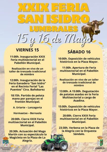 Cartel de la XXIX Feria San Isidro en Lumbrales con programación de eventos