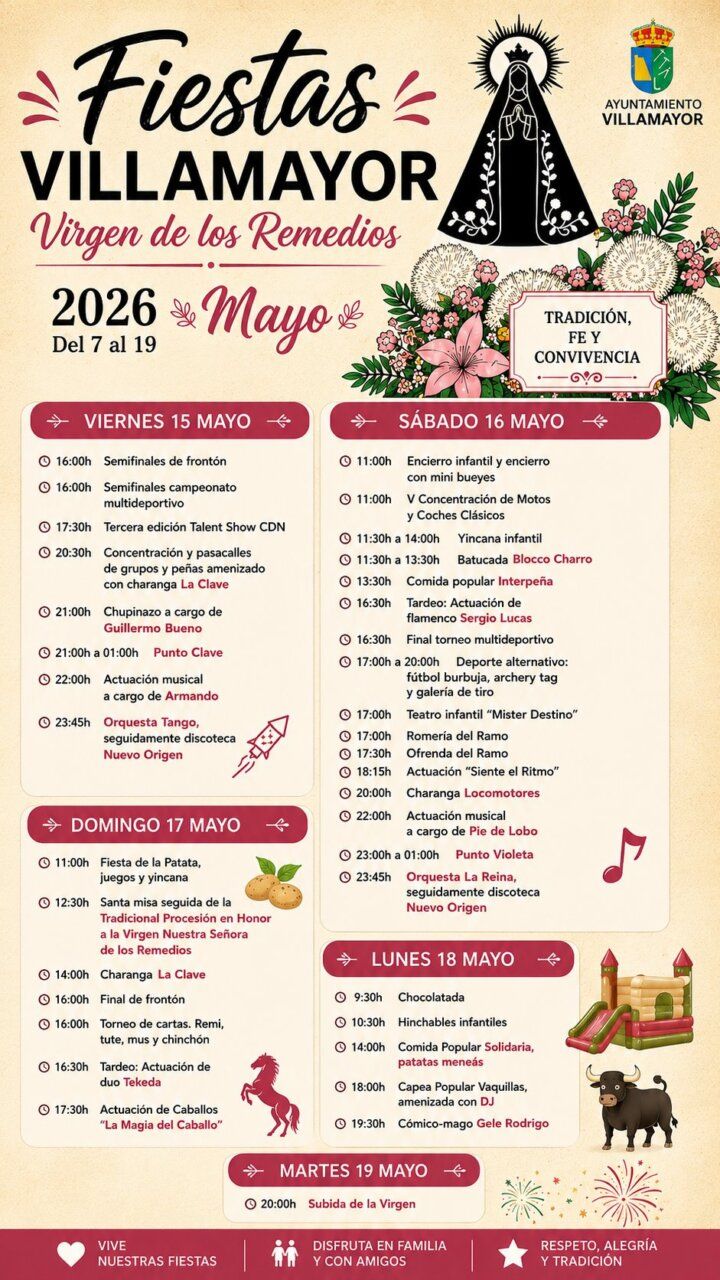 Cartel de las fiestas de Villamayor con programación de eventos