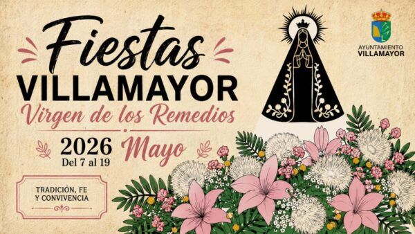 Cartel de las fiestas de Villamayor con la Virgen de los Remedios