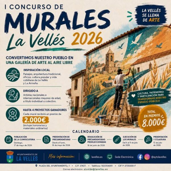 Cartel del I Concurso de Murales en La Vellés con detalles del evento
