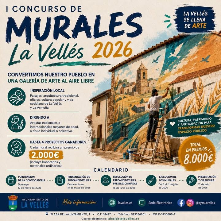 Cartel del I Concurso de Murales en La Vellés con detalles del evento