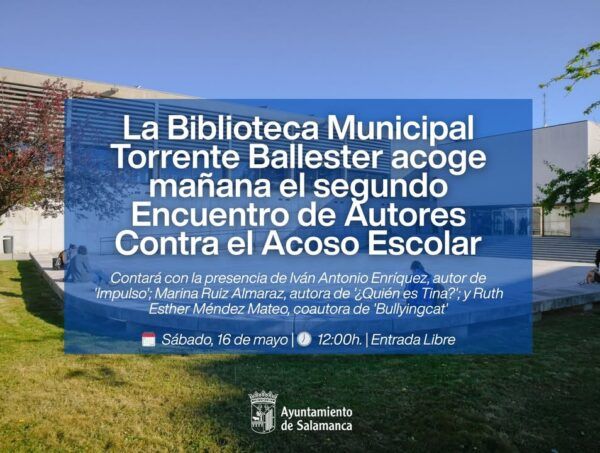 Cartel del II Encuentro de Autores contra el Acoso Escolar en Salamanca