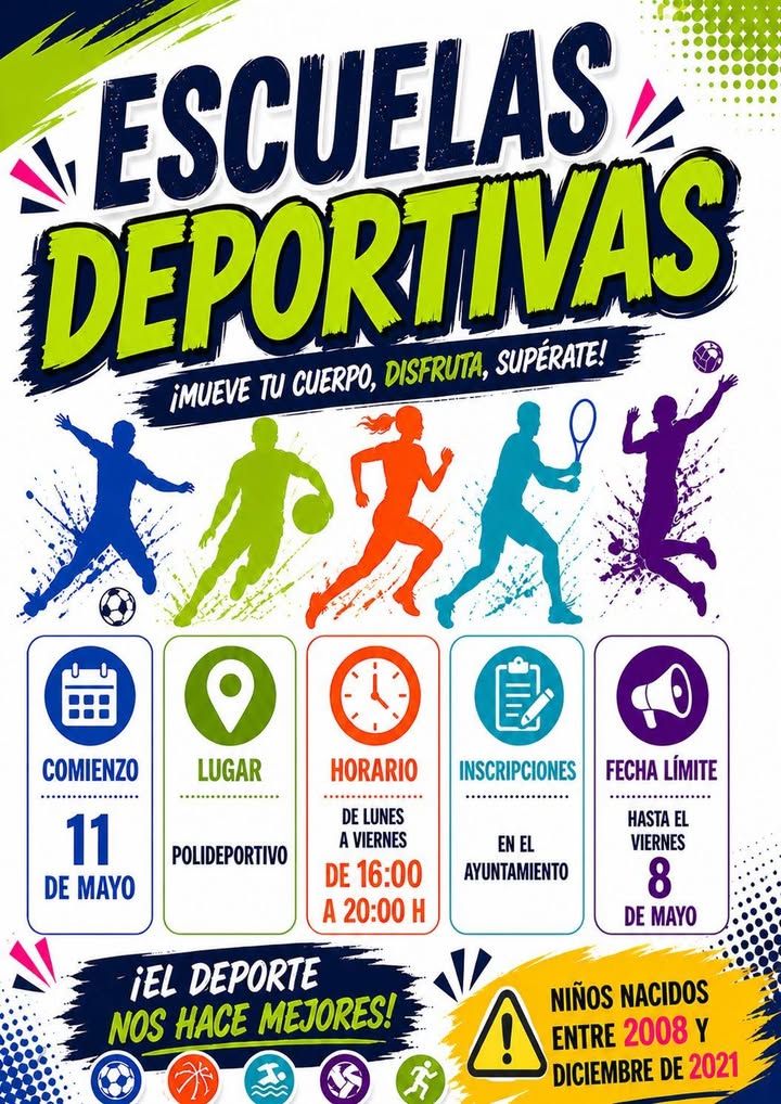 Cartel informativo sobre inscripciones a escuelas deportivas infantiles