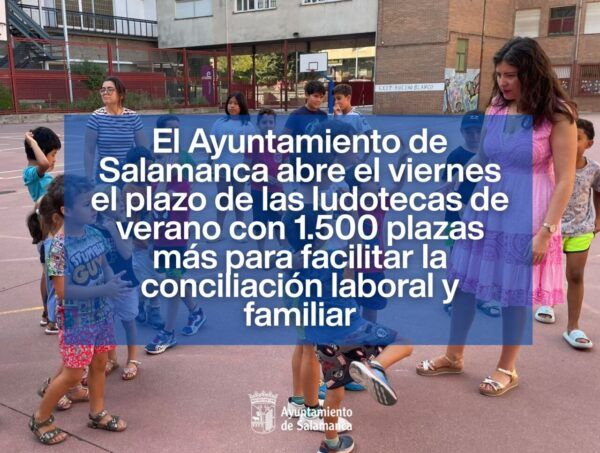Niños jugando en una ludoteca de verano en Salamanca.