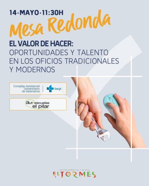 Cartel de la mesa redonda sobre oficios en la Feria de Empleo de El Tormes