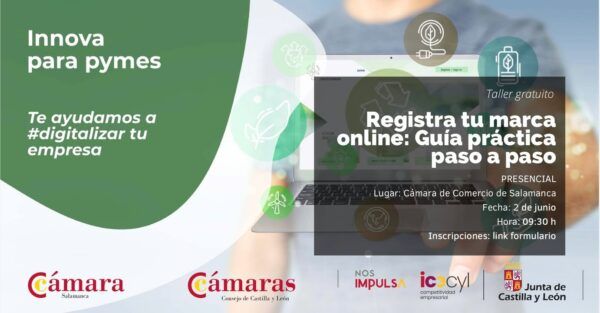 Cartel del taller sobre registro de marcas online en Salamanca