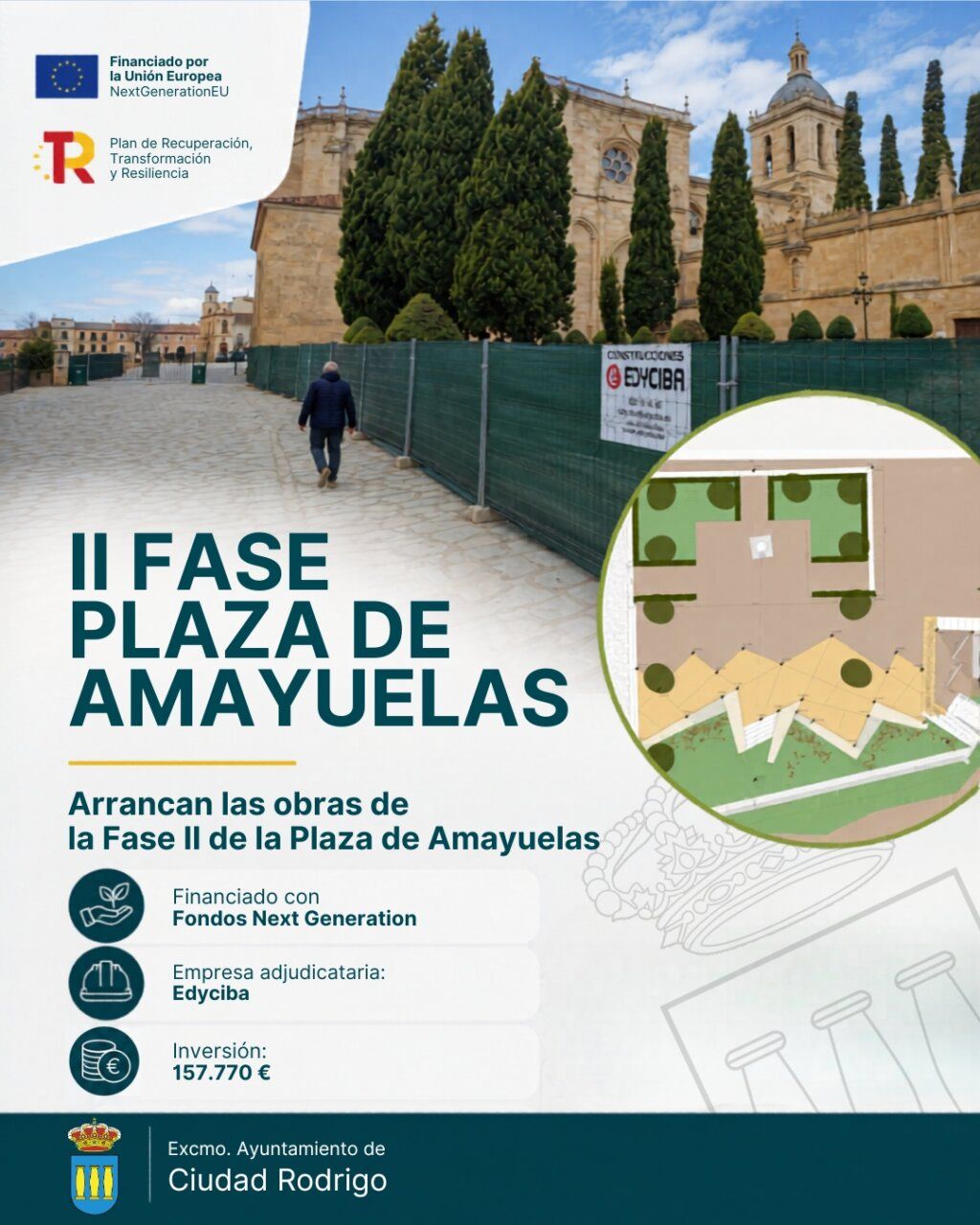 Obras en la Plaza de Amayuelas en Ciudad Rodrigo