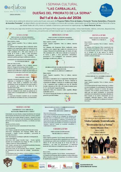 Cartel de la I Semana Cultural en Santa Marta con actividades y fechas