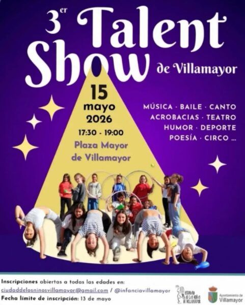 Cartel del Talent Show de Villamayor con detalles del evento y participantes
