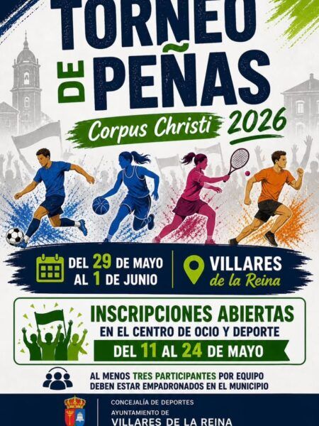 Cartel del torneo de peñas Corpus Christi 2026 en Villares de la Reina