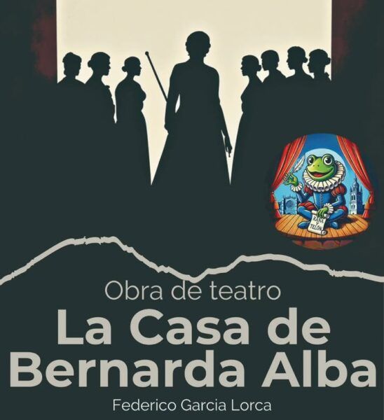 Cartel de la obra de teatro La casa de Bernarda Alba con siluetas de mujeres