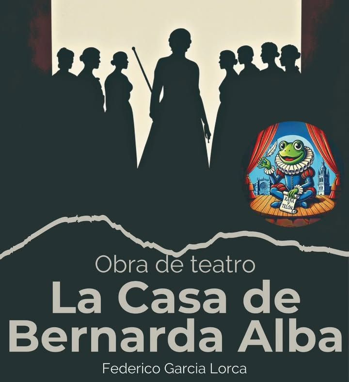 Cartel de la obra de teatro La casa de Bernarda Alba con siluetas de mujeres
