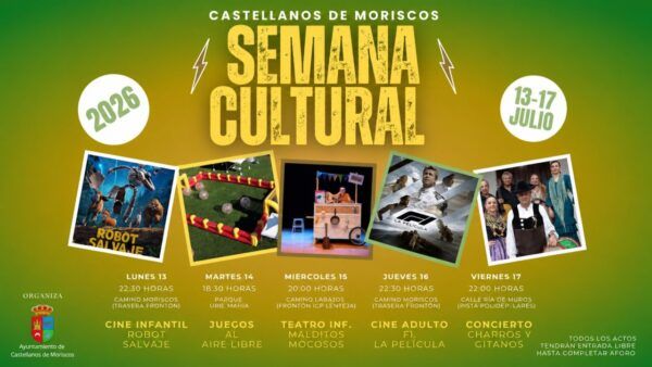 Cartel de la Semana Cultural 2026 en Castellanos de Moriscos con actividades para todos.