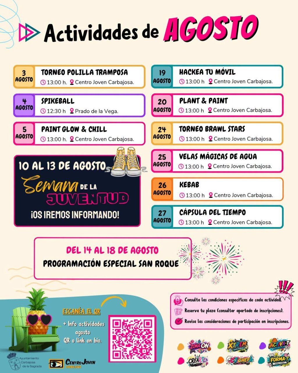 Cartel del programa Verano Joven 2026 con actividades para jóvenes