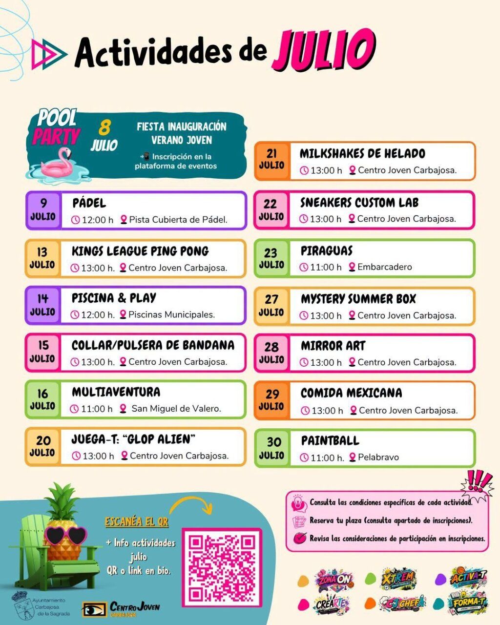 Cartel del programa Verano Joven 2026 con actividades para jóvenes