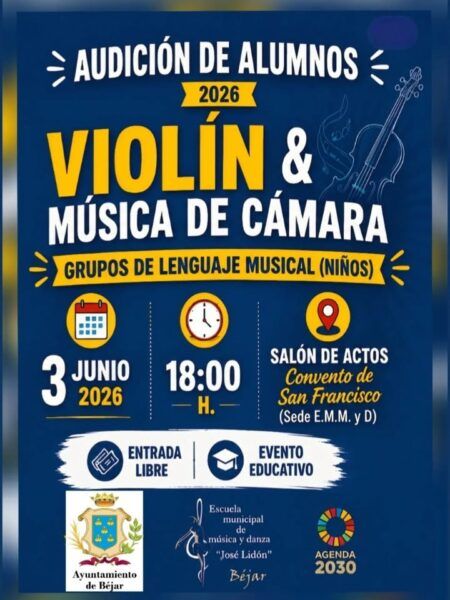 Cartel de audición de violín y música de cámara en Béjar