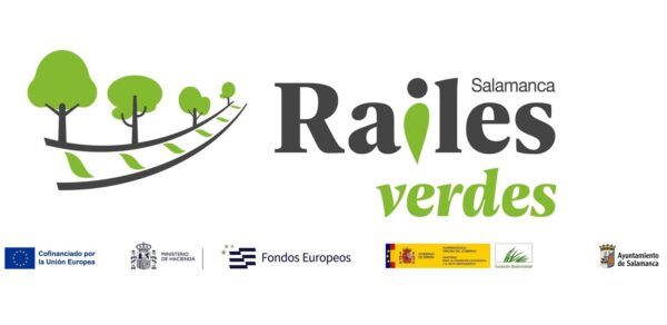 Logotipo del proyecto Raíles Verdes en Salamanca con árboles y vías