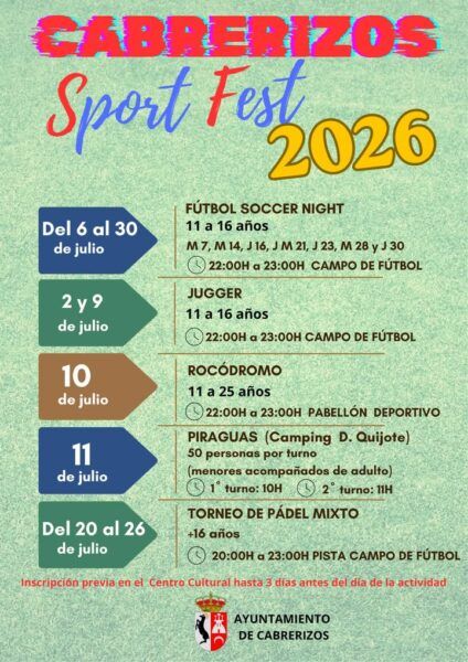 Cartel del evento Cabrerizos Sport Fest 2026 con actividades deportivas