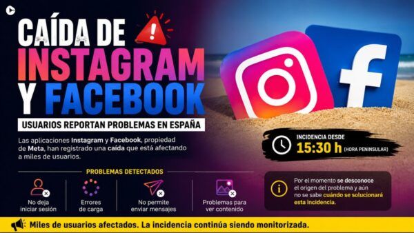 Imagen sobre la caída de Instagram y Facebook en España
