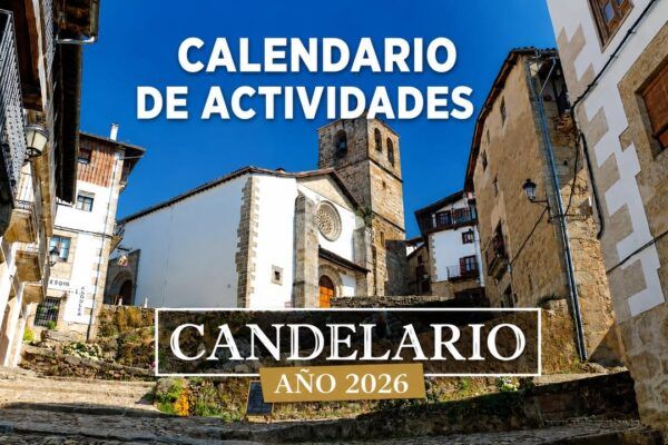 Vista del pueblo de Candelario con el calendario de actividades 2026