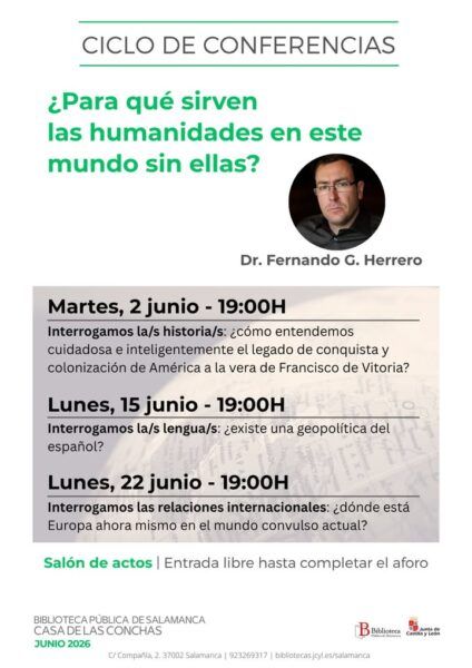 Cartel del ciclo de conferencias sobre humanidades en Salamanca