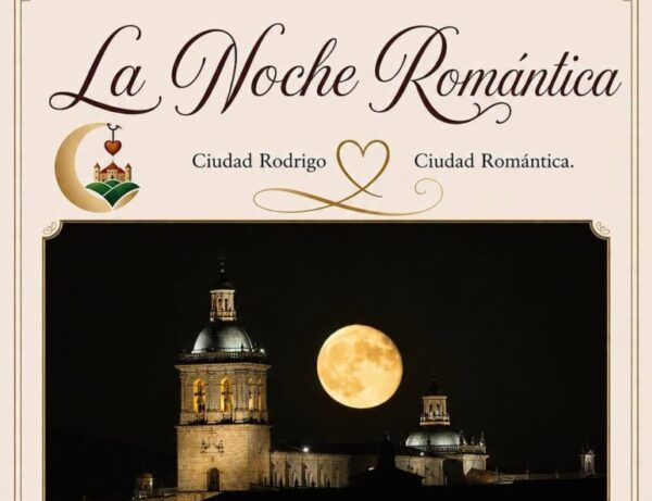 Cartel de La Noche Romántica en Ciudad Rodrigo con luna llena