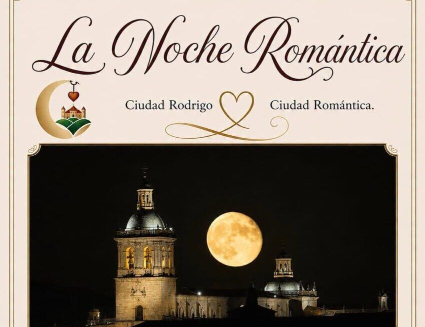 Cartel de La Noche Romántica en Ciudad Rodrigo con luna llena