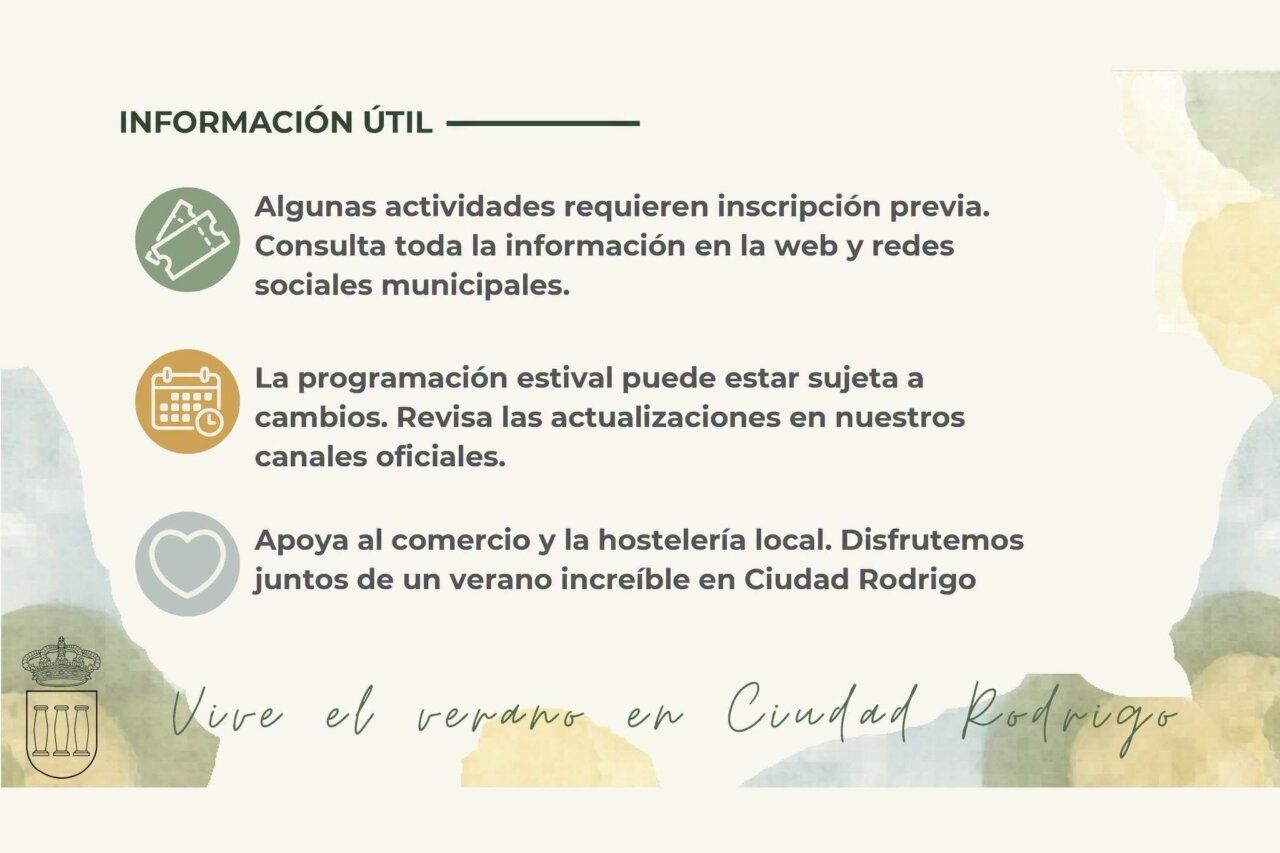 Información útil sobre actividades en Ciudad Rodrigo para el verano de 2026.