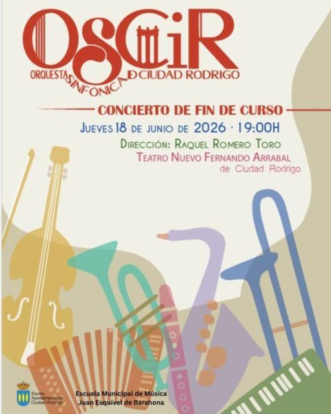 Cartel del concierto de fin de curso de la Orquesta Sinfónica de Ciudad Rodrigo